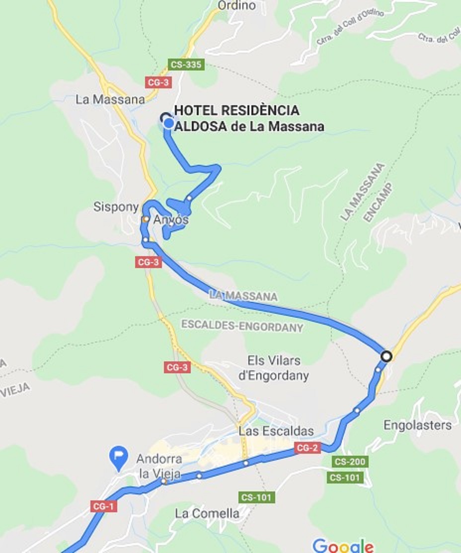 Ruta des d'Andorra la Vella fins a la Residència Aldosa